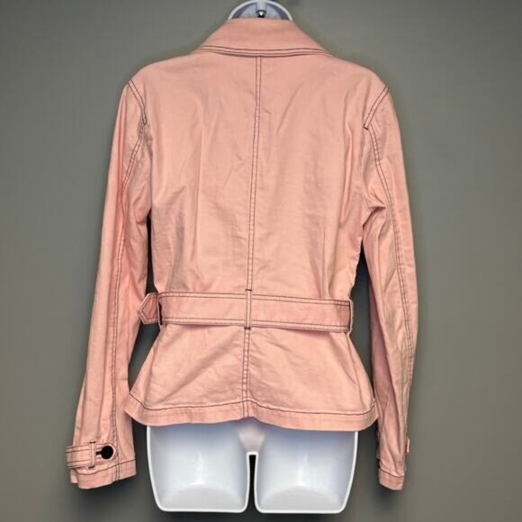 Ralph Lauren Jeans Co Light Pink Blush Y2K Belted Denim Jacket Womens Sz M - Picture 3 of 6